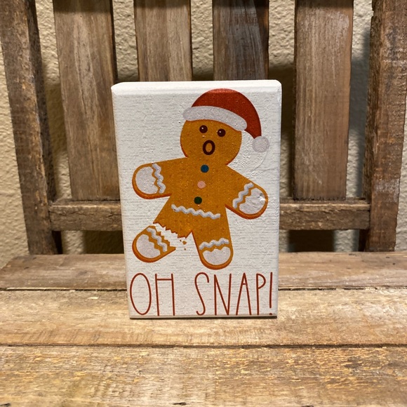 Oh Snap Gingerbread Man Wood Sign, Small Christmas Decor For Tier Trays - Picture 3 of 9